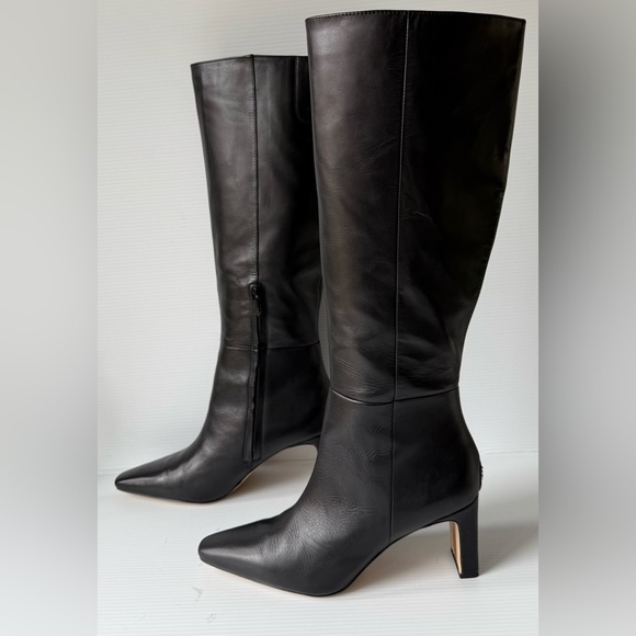 Sam Edelman Shoes - Sam Edelman Leather Boots Sylvia Knee High Black Heeled Boots Women's Size 11